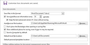 Word Autorecover Settings